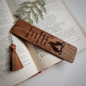 Twin flame gift for him Twin symbol engraved wooden bookmark with tassel Birthday gift Valentines day gift for husband image 7