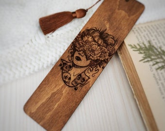 Greek mythology bookmark Persephone and hades engraved wooden book mark with tassel Dark academia gift Lilith cult