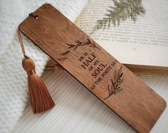Engraved wooden bookmark with tassel Greek mythology wood book mark Cozy reading accessories  Wood page saver Christmas book lover gift