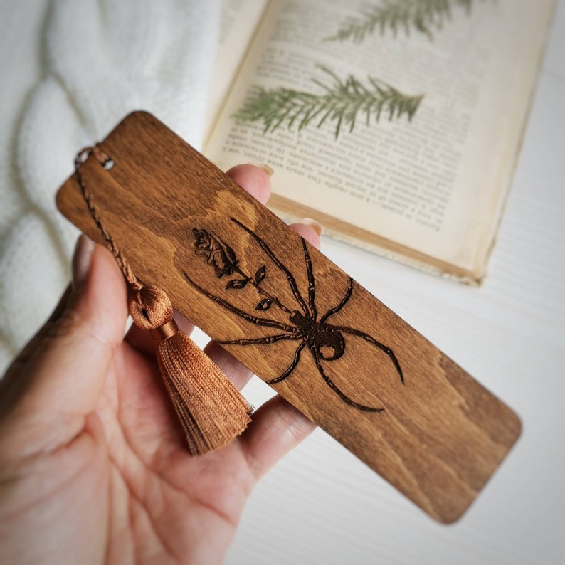 Personalized Spider Bookmark Halloween Wooden Bookmark With Tassel Wood
