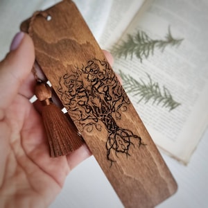 Tree of life bookmark Celtic symbol engraved wooden book mark with tassel Wood norse viking gifts for men or women