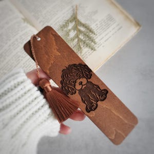 Poodle bookmark, Personalized Christmas gifts for pet parents, Dog mom dad gift ideas, Custom name engraved wooden bookmark with tassel