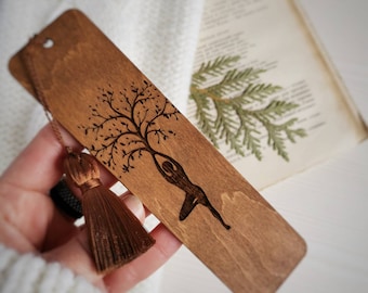 Women tree of life bookmark Celtic symbol engraved wooden book mark with tassel Christmas yoga gifts for women empowerment