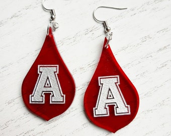 Custom - Archer High School Red Acrylic Tear Drop Earrings | Spirit wear | Archer Tigers | Lightweight | Fashion