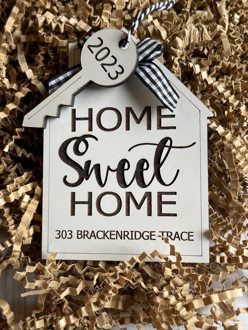 Personalized Home Sweet Home Ornament Christmas New Home Housing Boom House 2022 2023 Tree Decor Key Address image 1