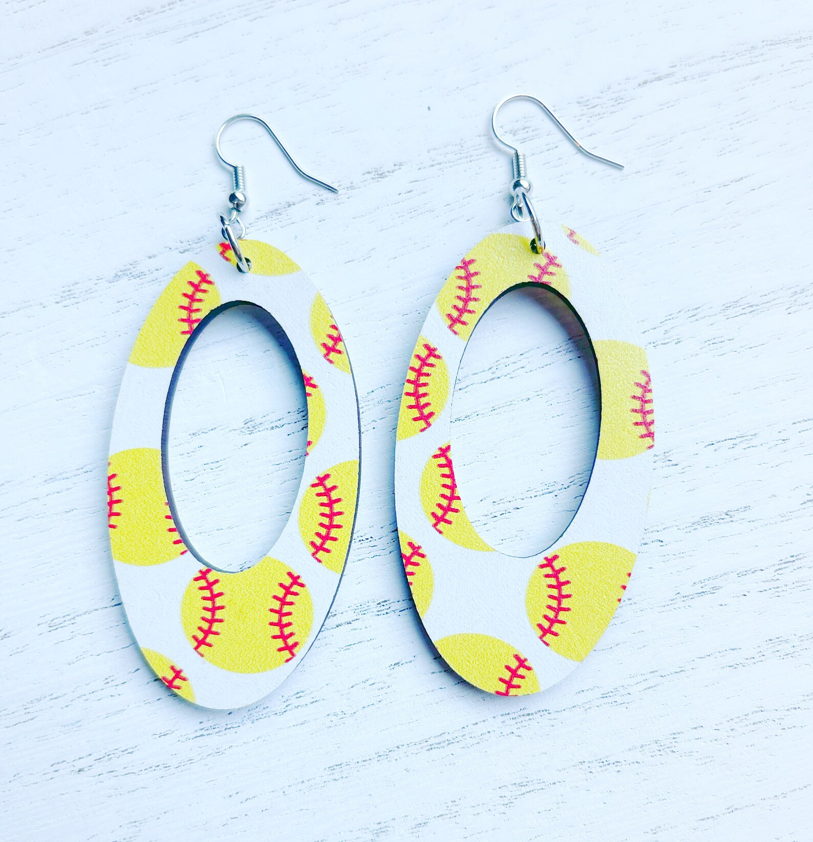 Softball Themed Laser Cut Earrings Sports Unique Etsy UK