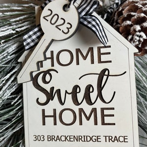 Personalized Home Sweet Home Ornament Christmas New Home Housing Boom House 2022 2023 Tree Decor Key Address image 3