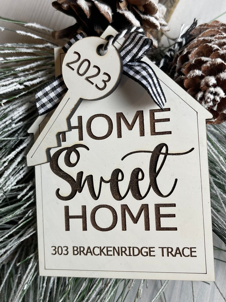 Personalized Home Sweet Home Ornament Christmas New Home Housing Boom House 2022 2023 Tree Decor Key Address image 3