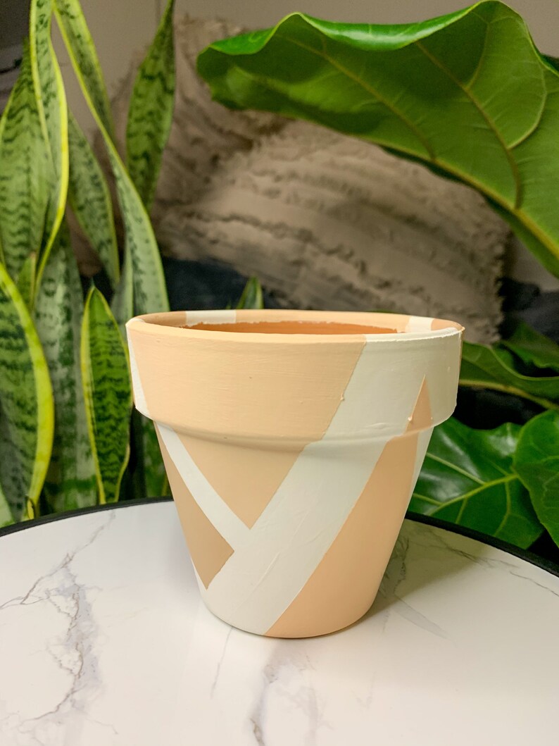 Hand Painted Boho Terracotta 4 inch or 6 inch Planter Pot with Drainage Hole