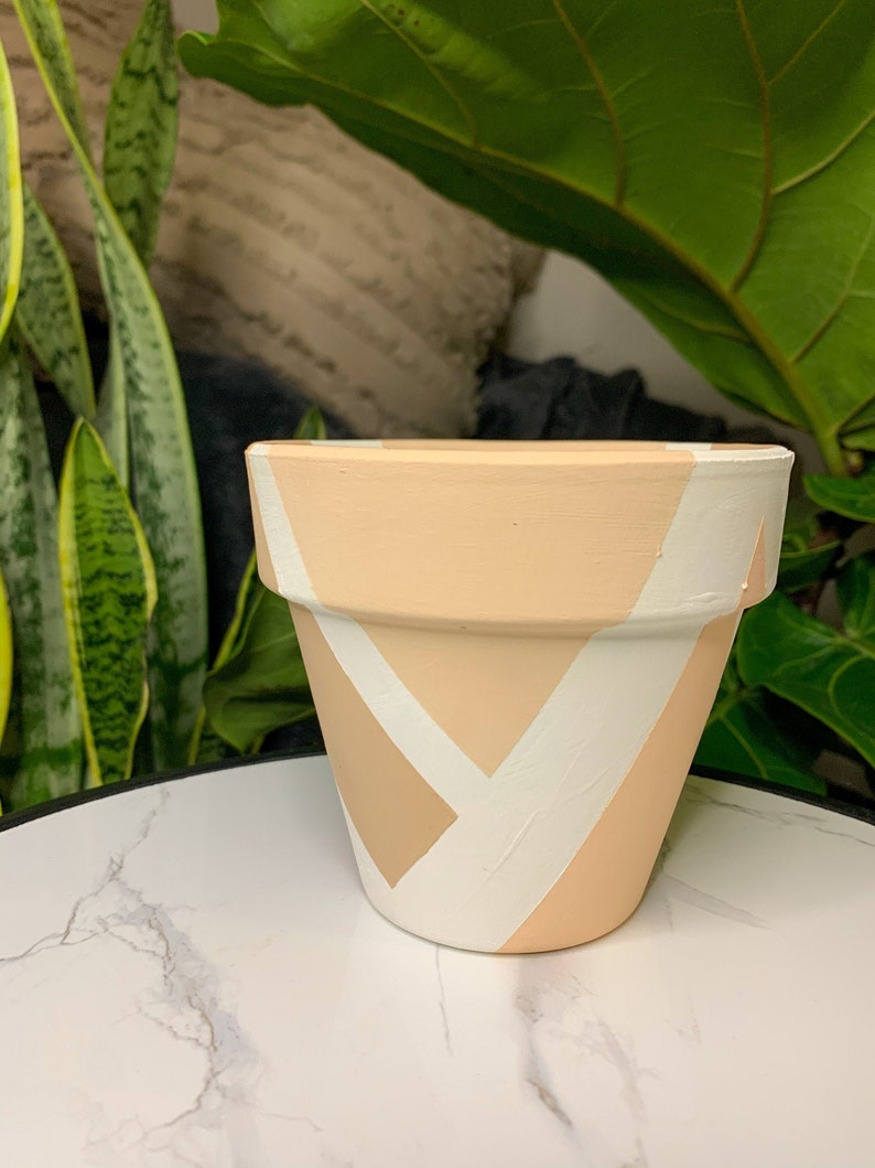 Hand Painted Boho Terracotta 4 inch or 6 inch Planter Pot with Drainage Hole