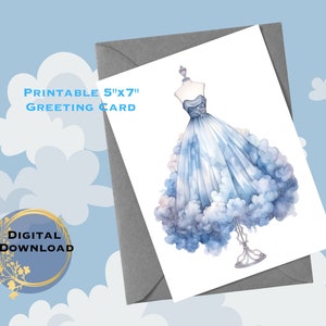 Printable Fashion Greetings Card, Digital Download, Wedding, Engagement, Bridesmaid, bachelorette party, Birthday, Celebration, Blank Inside