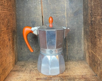 Vintage G.A.T. Italian Direct Flame Espresso Maker with Butterscotch Bakelite Handles