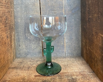 Set of 4 // Vintage Cactus Margarita Cocktail Glasses // 16 oz