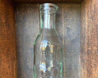Absolutely Pure Milk Vintage Glass Bottle / Embossed Framer Milking Cow / Vintage Farmhouse Decor / Pour Spout