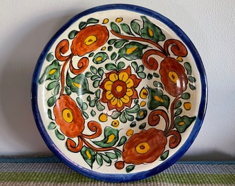Vintage Hand-painted Mexican Pottery Bowl