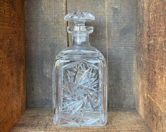 RARE // Vintage Crystal Decanter // Clear and Hand-cut