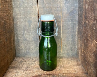 Vintage Green Glass Widemouth Bottle with Pop-top.