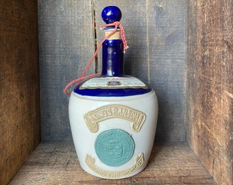 Vintage KING’S RANSOM Round The World Ceramic Whiskey Decanter with Cork Stopper, Scotland, 1960s