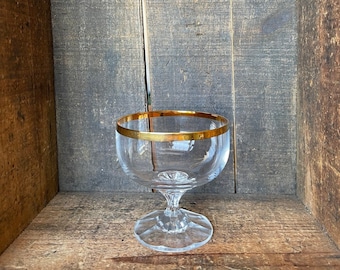 Vintage Gold Rimmed Coupe Glasses/Dessert Cups // Set of 4