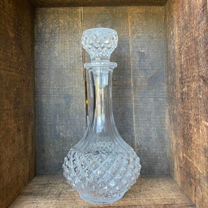 Vintage Cut Glass Decanter // Glass Cut Stopper // Rare
