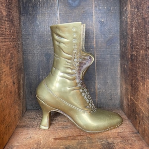 Vintage Solid Brass Mid-Century Modern Victorian Boot