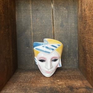 Vintage Piggy Bank 80s Clay Mask Art // Ceramic Mask