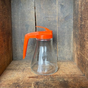 1950s Diner Androck Canada Syrup Pitcher // Orange Midcentury Retro Kitchen