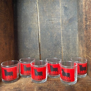 Retro Shot Glass Set // Spain // Set of 6 // Mid Century Barware // Espana