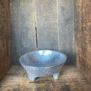 Vintage Pewter Footed Dish // Hand Hammered // Solid Pewter