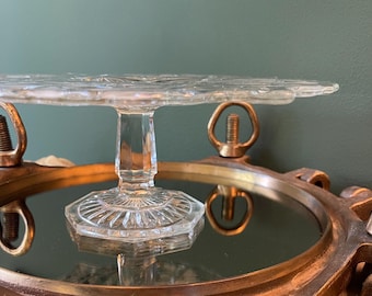 Vintage Clear Glass Pedestal Cake Plate