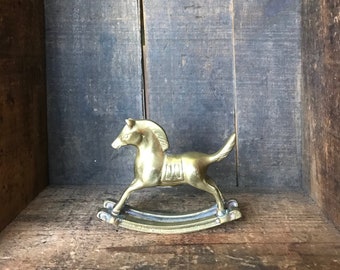 Vintage Brass Mid Century Rocking Horse