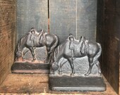 Vintage Cast Iron Grazing Horse Bookends Cast Iron Bookends Equestrian