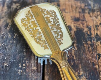 Vintage Gold Vanity Brush with Ornate Gold Detailing