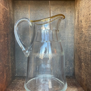 Vintage Glass Pitcher with Embossed Gold Woven Detailing // Elegant and Timeless