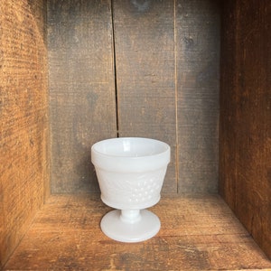 Set of 6 Milk Glass Wine or Water Goblets // Colony Glass // Footed with Grape Motif