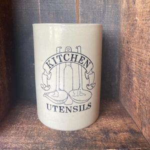 Vintage Kitchen Utensil Holder Ceramic Kitchen Jar // Utensil Holder for Kitchen Utensil Crock Vintage // Pearson Stoneware Utensil Canister