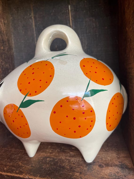 Large Vintage Hand Painted Ceramic Piggy Bank // Made in Mexico - Etsy