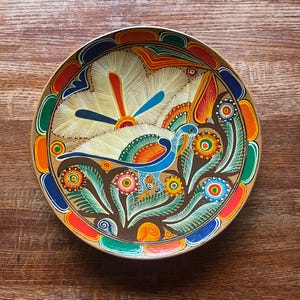 Vintage Hand-painted Mexican Pottery Plate