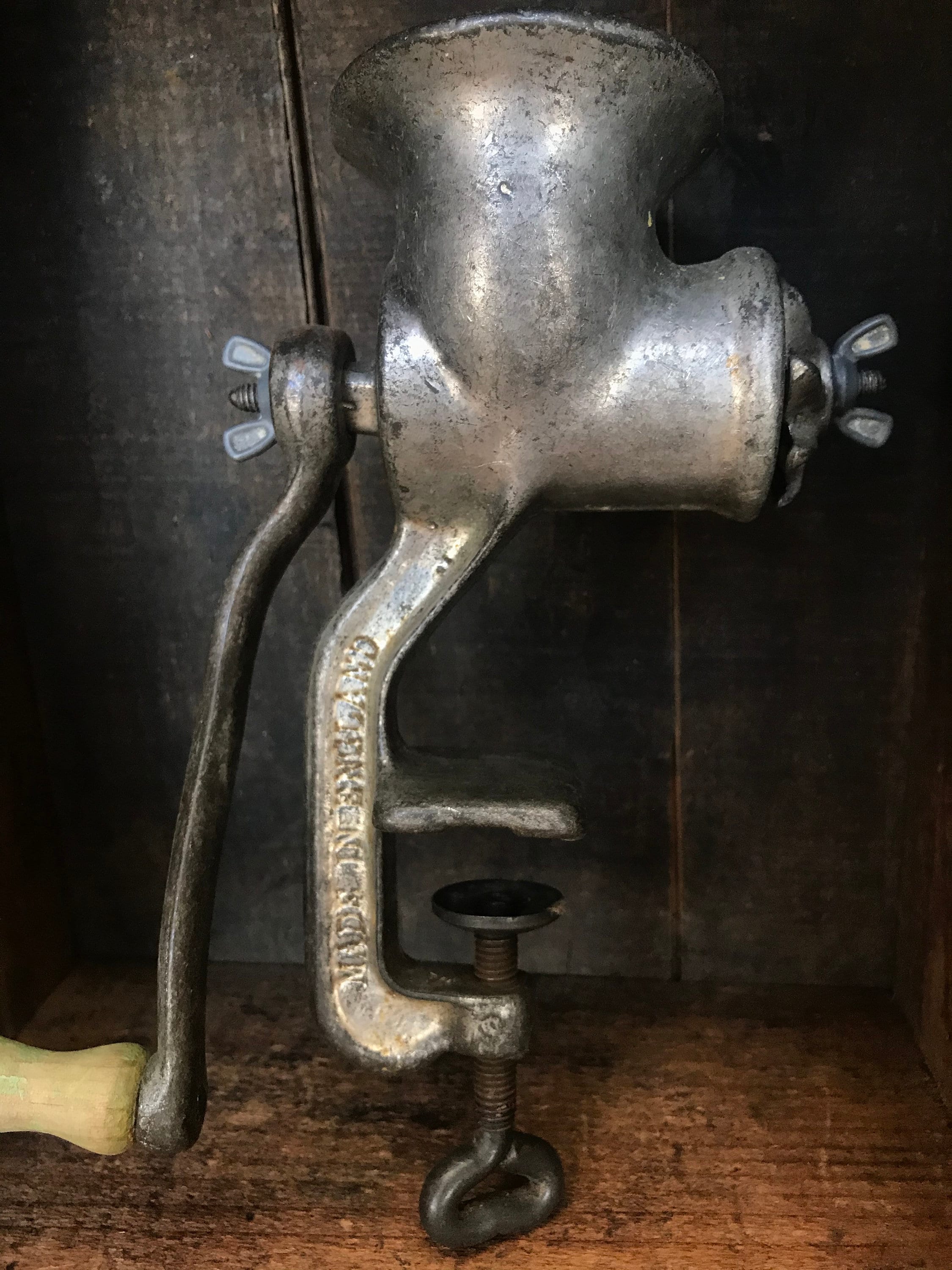 VINTAGE Antique Cast Iron Meat Grinder 66 No.0 // Made in