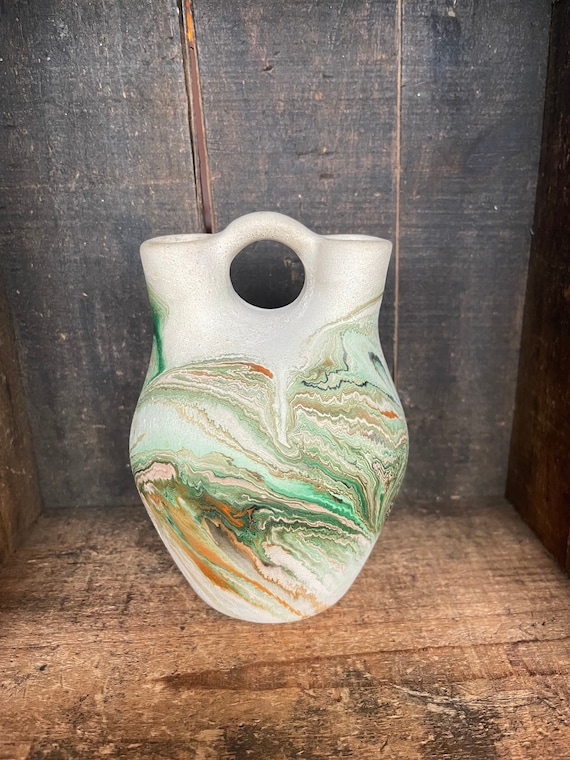 Vintage Nemadji Pottery | Hand Thrown | Colourful Marbled Pottery
