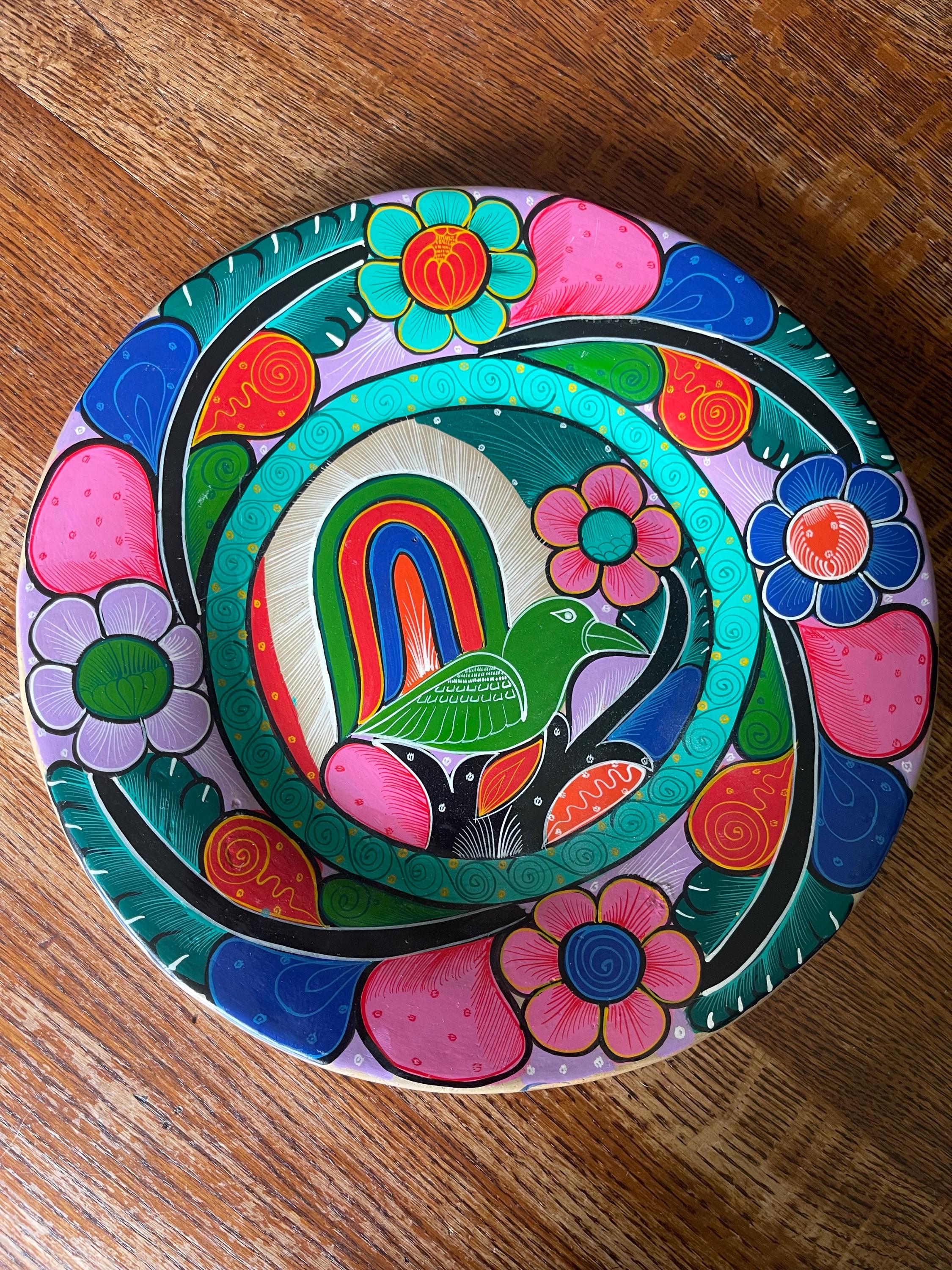 Vintage Hand-painted Mexican Pottery Plate - Etsy