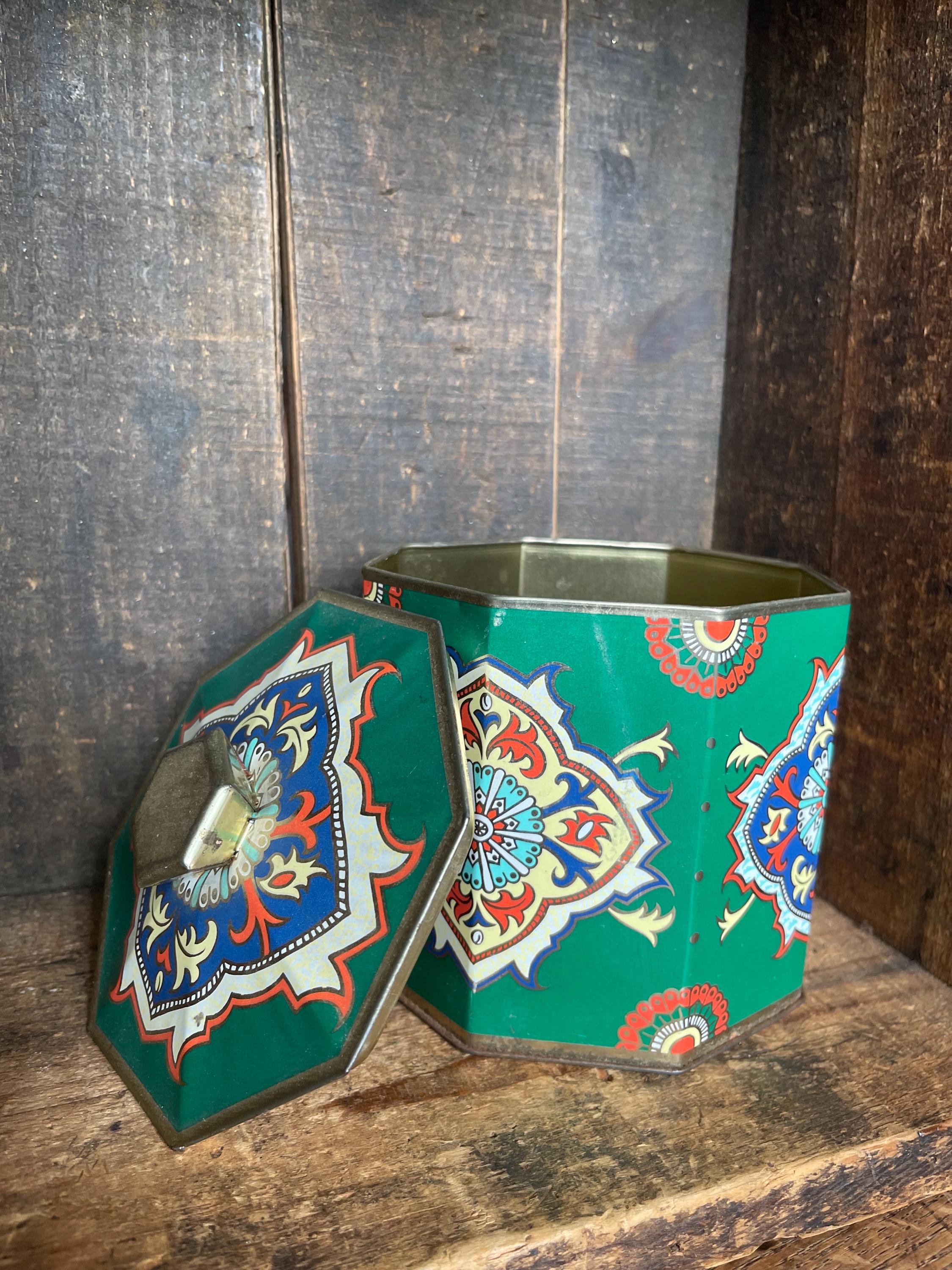 Vintage Green Storage Tin - Etsy