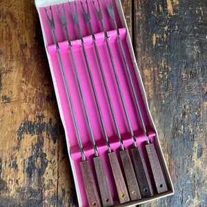 Vintage-Set Fonduegabeln aus Holz