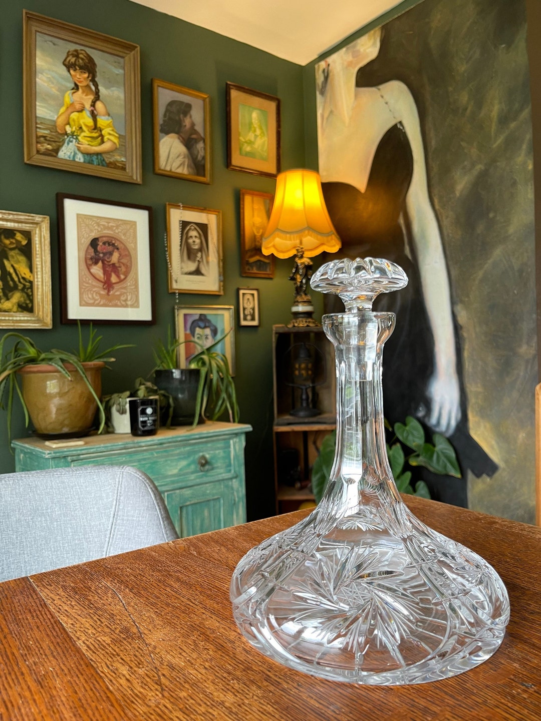 RARE Vintage Ship Decanter Cut Glass Decanter Glass Stopper Etsy