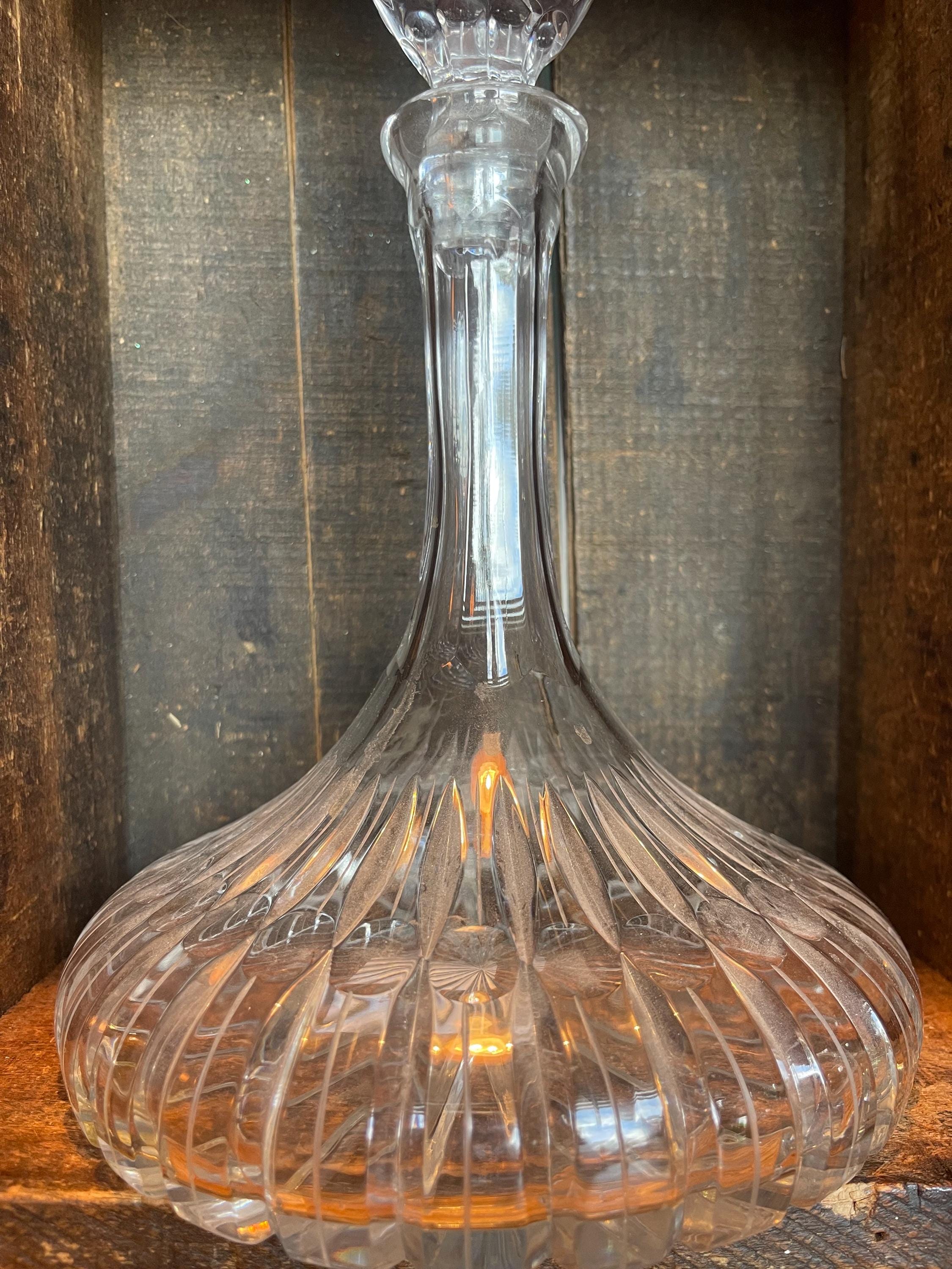 RARE Vintage Ship Decanter | Cut Glass Decanter Glass Stopper