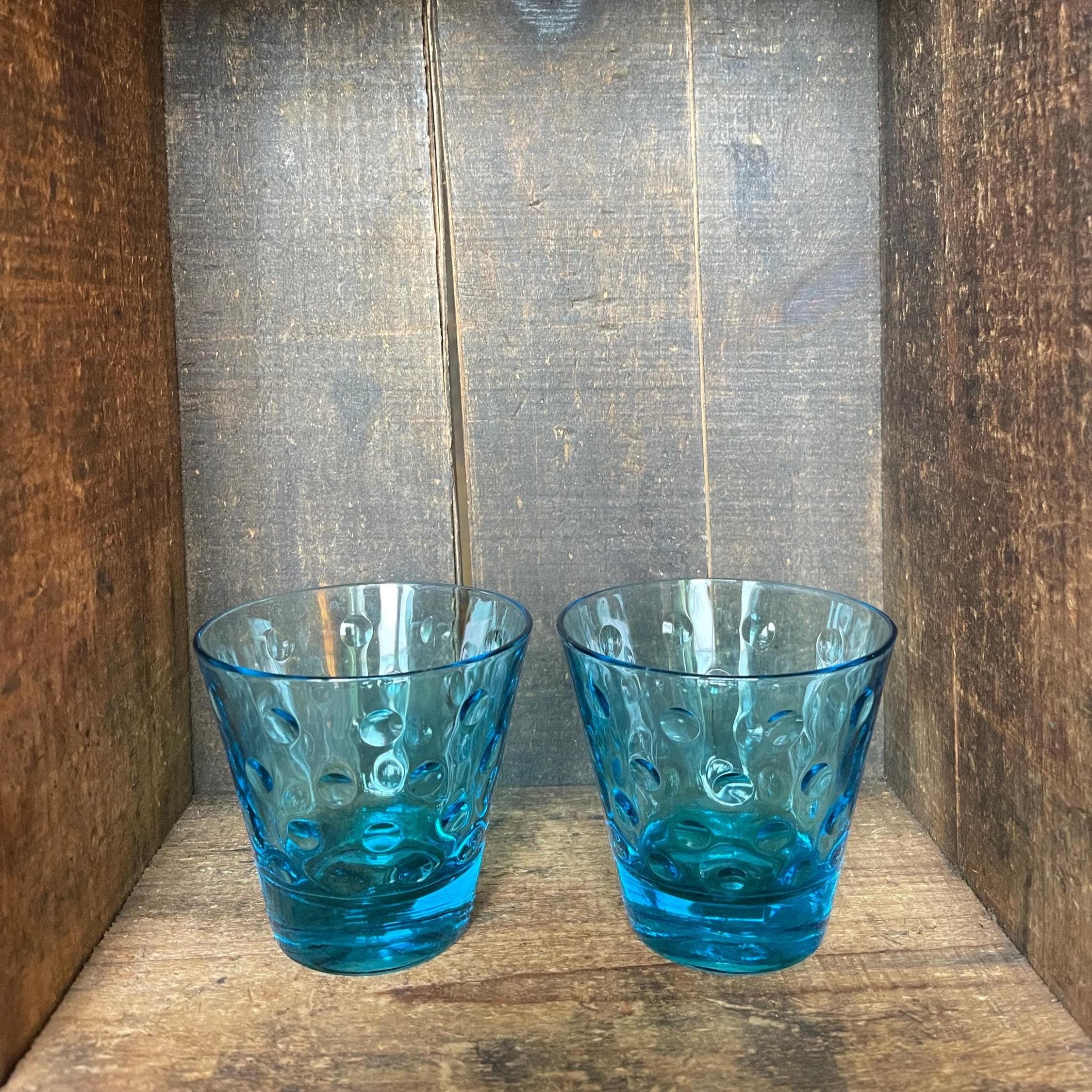 ヴィンテージ ヘーゼル アトラス カプリ ドット グラス // ブルー