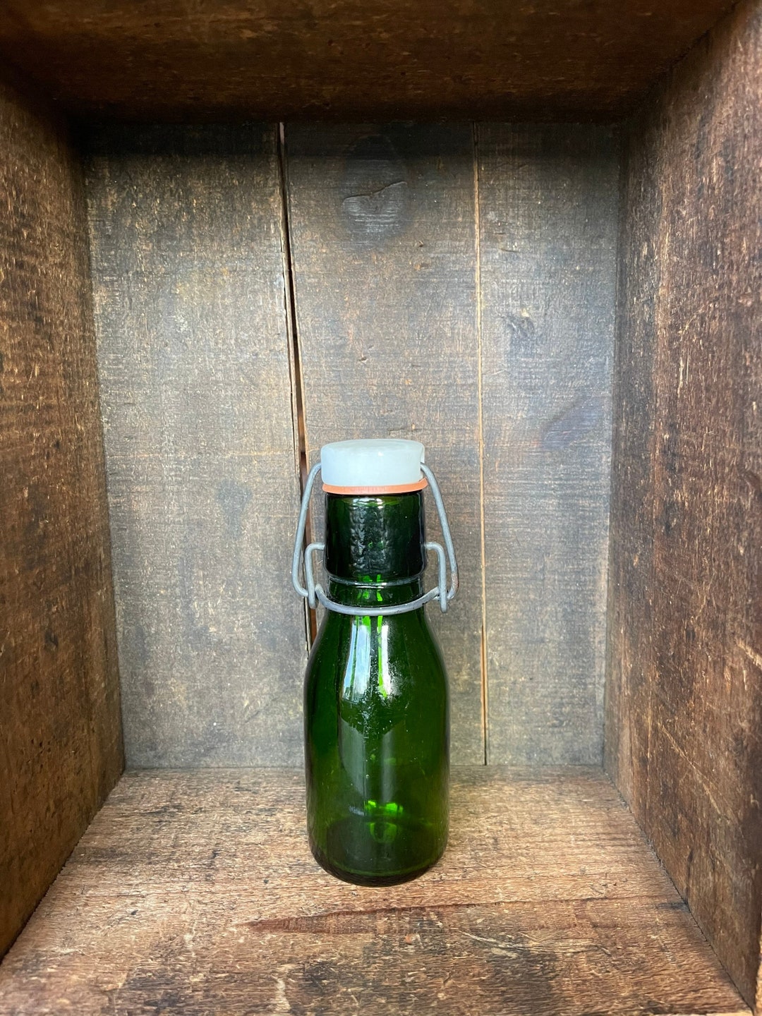 Vintage Green Glass Widemouth Bottle With Pop-top. - Etsy