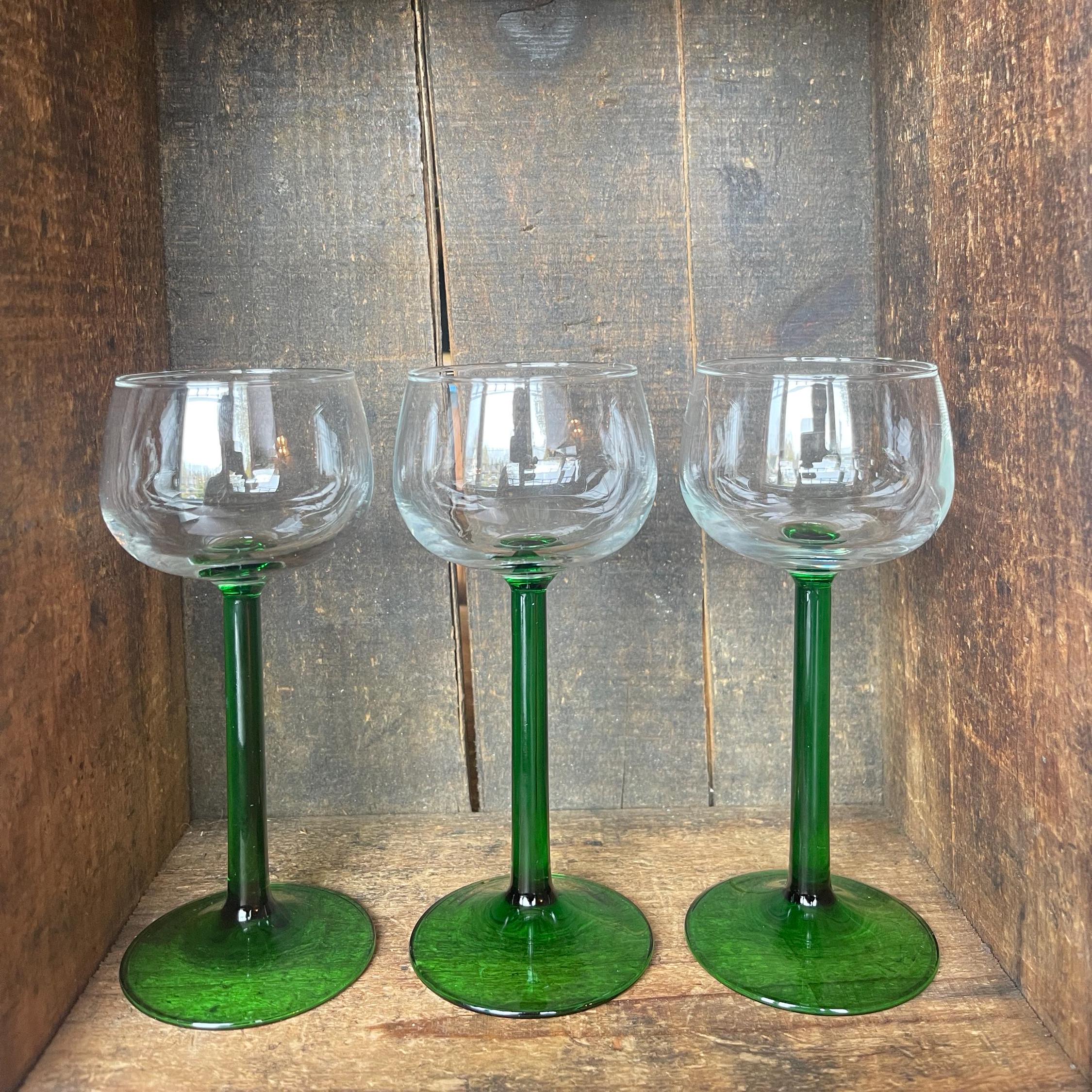 アンティークグラス　リキュールグラス　金彩に緑のステム　R1346ダI アンティークグラス リキュールグラス 金彩に緑のステム R1346ダI