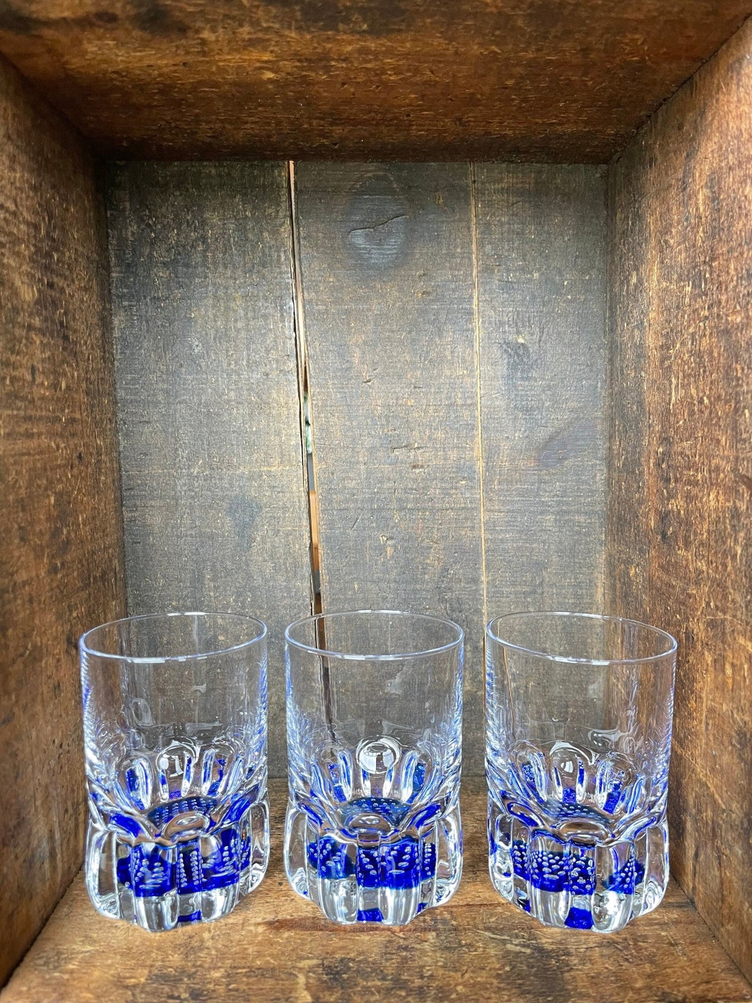 RARE // Set of 3 Murano Whisky Glasses // Midcentury Modern Barware