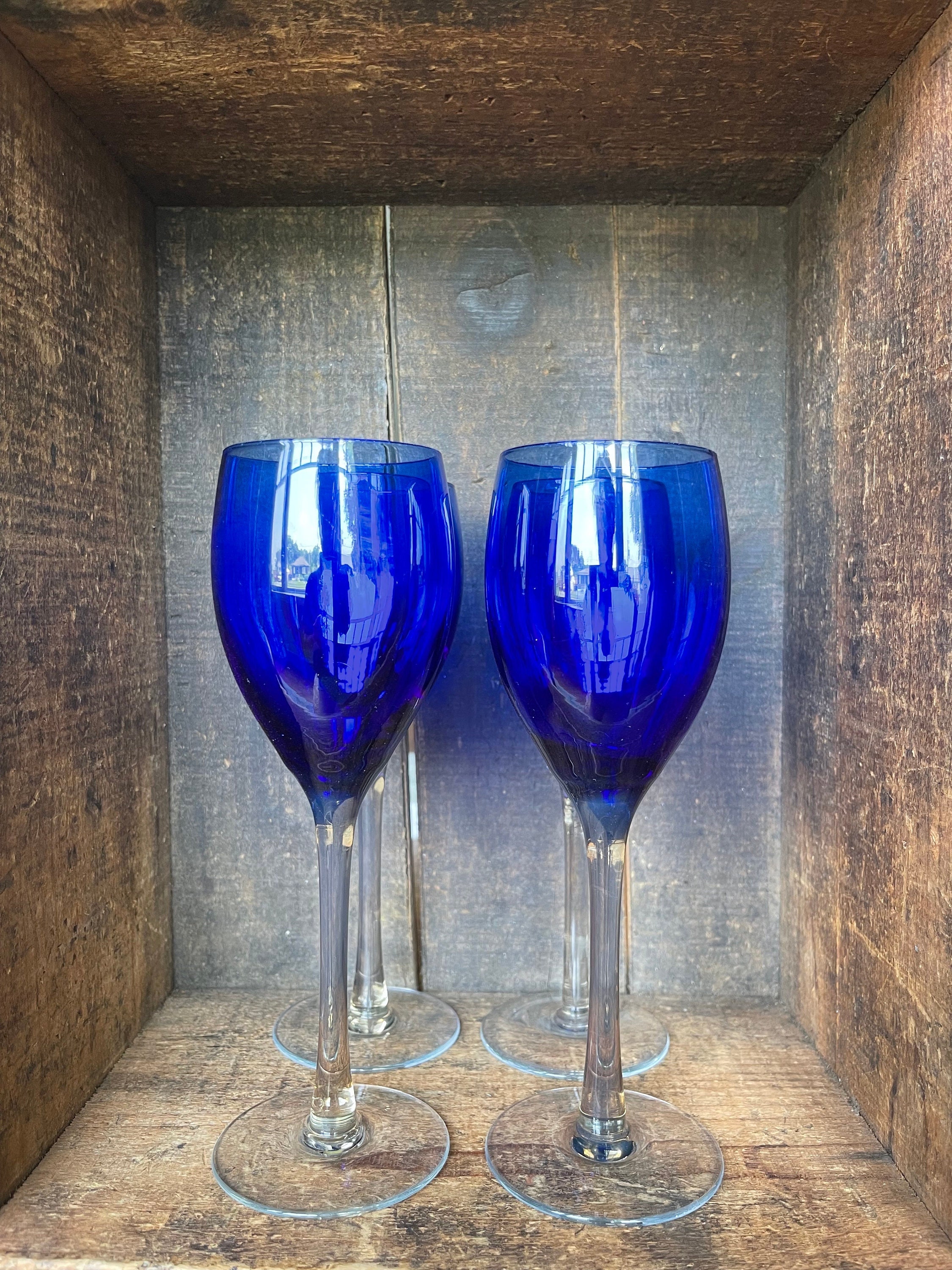 銀製ミニチュア シャンパンとグラス 4個セット // ヴィンテージ ブルー